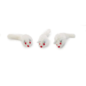 Beeztees Plush Mouse White Bag 3pcs 5cm