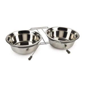 Beeztees Stainless Steel Delux Dinner Set Lumara Dog Grey