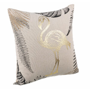 Jungle Flamingo White-gold Cushion 45x45cm