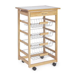 Big Bon Natural Kitchen Cart 4 Baskets 1 Drawer