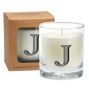 J Alphabet Candle in Large Glass Jar