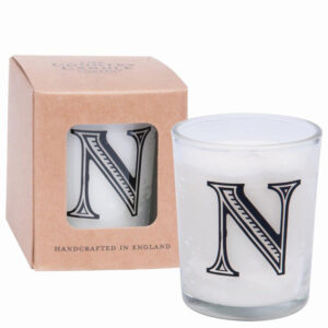 N Alphabet Candle in Votive Glass