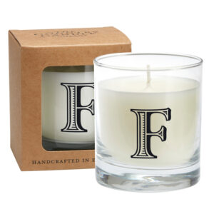 F Alphabet Candle in Large Glass Jar