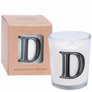 D Alphabet Candle in Votive Glass