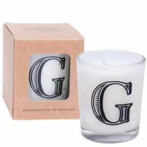 G Alphabet Candle in Votive Glass