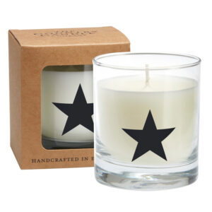Star (black) Alphabet Candle in Large Glass Jar