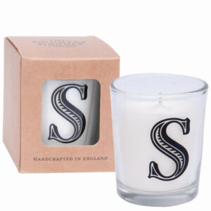 S Alphabet Candle in Votive Glass