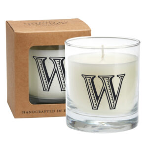 W Alphabet Candle in Large Glass Jar