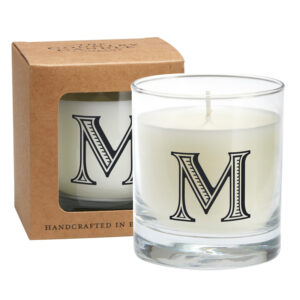 M Alphabet Candle in Large Glass Jar