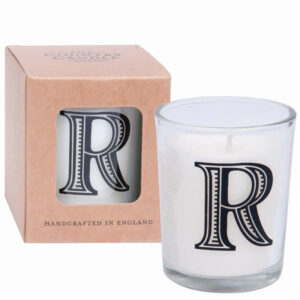 R Alphabet votiveCandle in Votive Glass