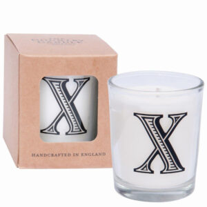 X Alphabet Candle in Votive Glass