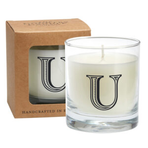 U Alphabet Candle in Large Glass Jar
