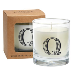 Q Alphabet Candle in Large Glass Jar