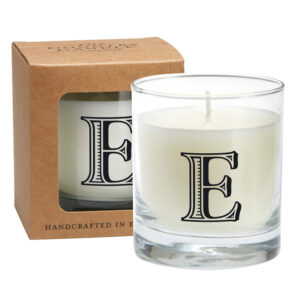 E Alphabet Candle in Large Glass Jar