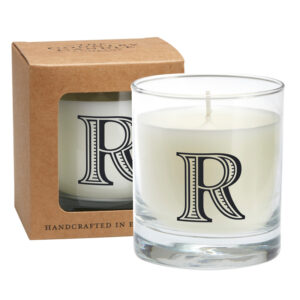 R Alphabet Candle in Large Glass Jar