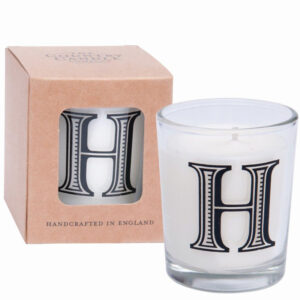 H Alphabet Candle in Votive Glass