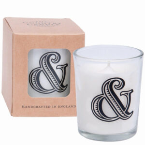 & Alphabet Candle in Votive Glass