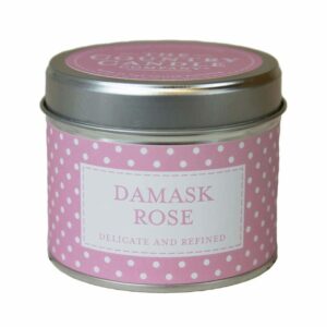Damask Rose Polkadot Tin Candle