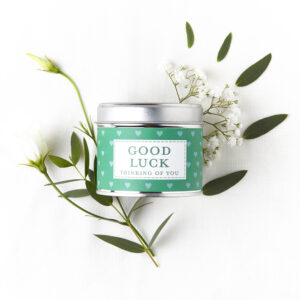Good Luck Sentiment Tin Candle