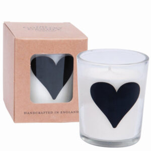 Heart (black) Alphabet Candle in Votive Glass