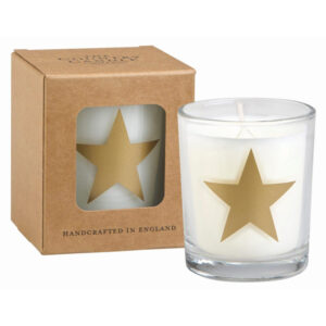 Star (gold) Alphabet Candle in Votive Glass