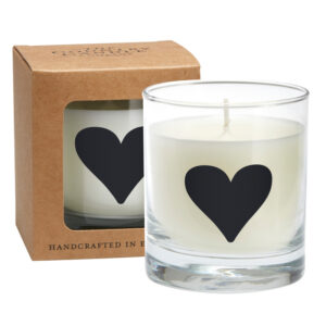 Heart (black) Alphabet Candle in Large Glass Jar