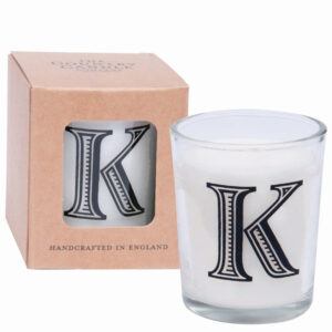 K Alphabet Candle in Votive Glass