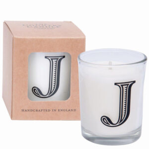 J Alphabet Candle in Votive Glass