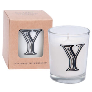 Y Alphabet Candle in Votive Glass