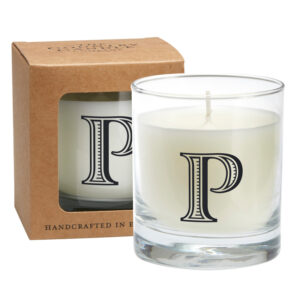 P Alphabet Candle in Large Glass Jar