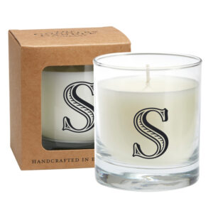 S Alphabet Candle in Large Glass Jar