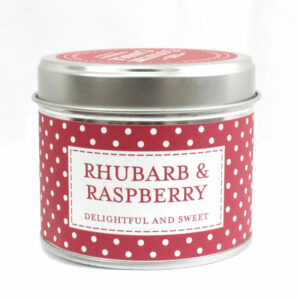 Rhubarb & Raspberry Polka Dot Candle in Tin