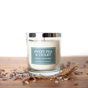 Sweet Pea & Violet Pastel Glass Candle
