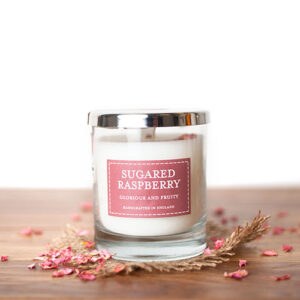 Sugared Raspberry Pastel Glass Candle