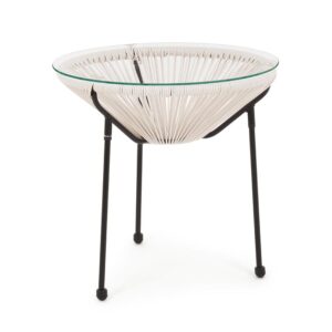 Parker White Coffee Table With Glass D50
